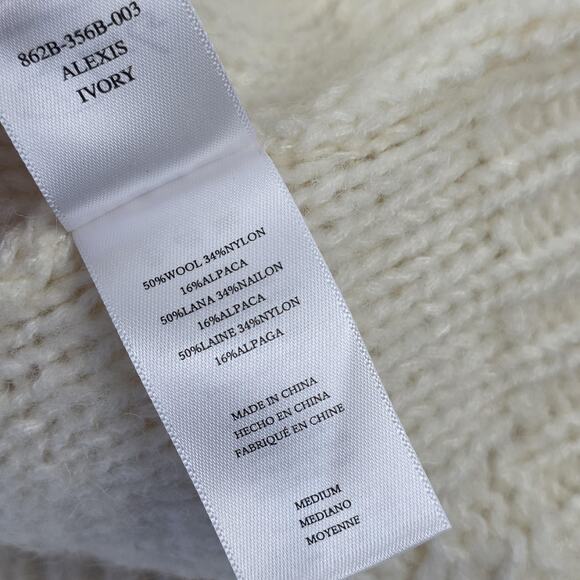 Rails Sweater Vest Womens Medium Ivory Alexis Cable Knit Mock Neck Wool Alpaca - Picture 7 of 9